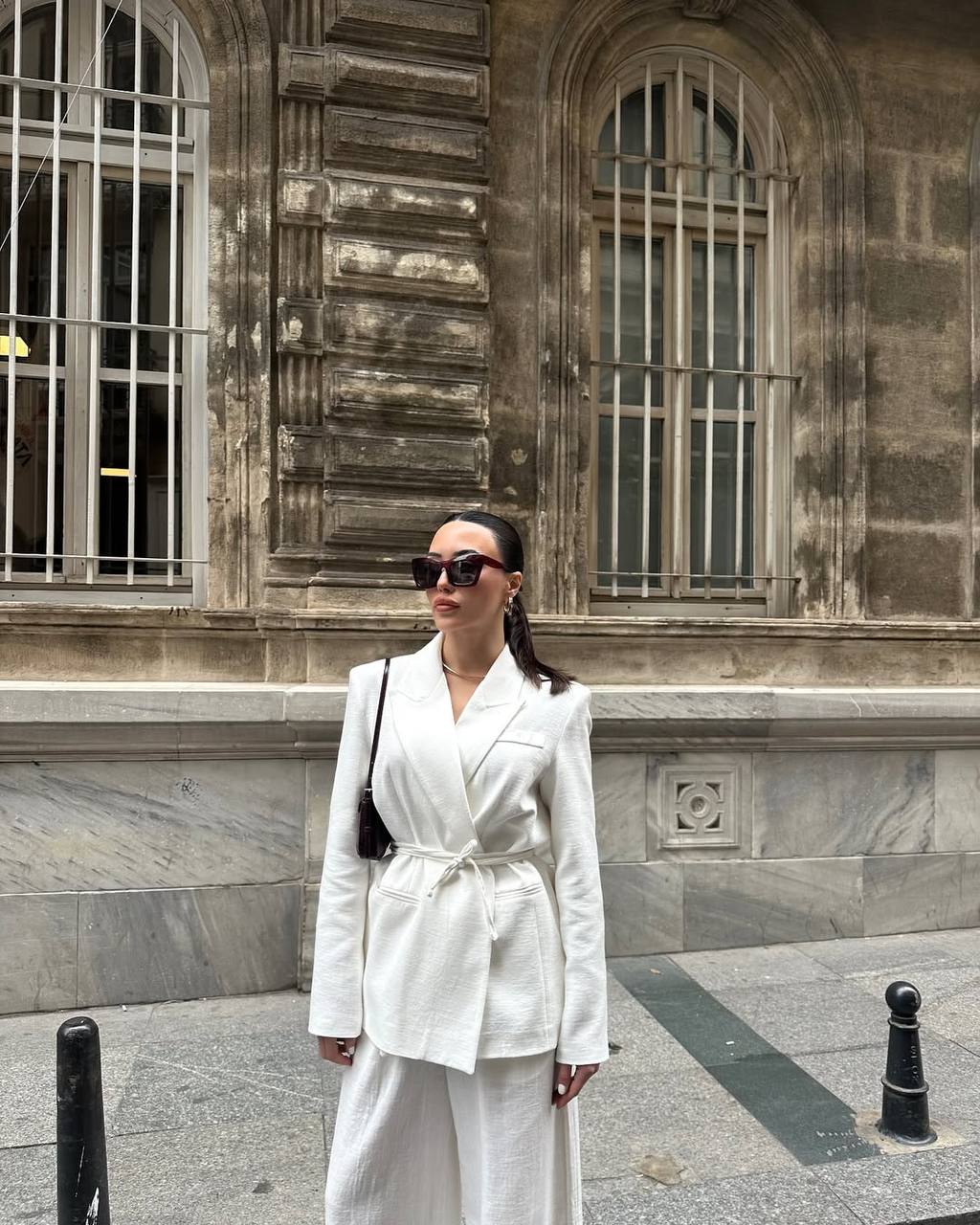 Ensemble tailleur ceinturé - Blanc