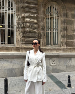 Ensemble tailleur ceinturé - Blanc