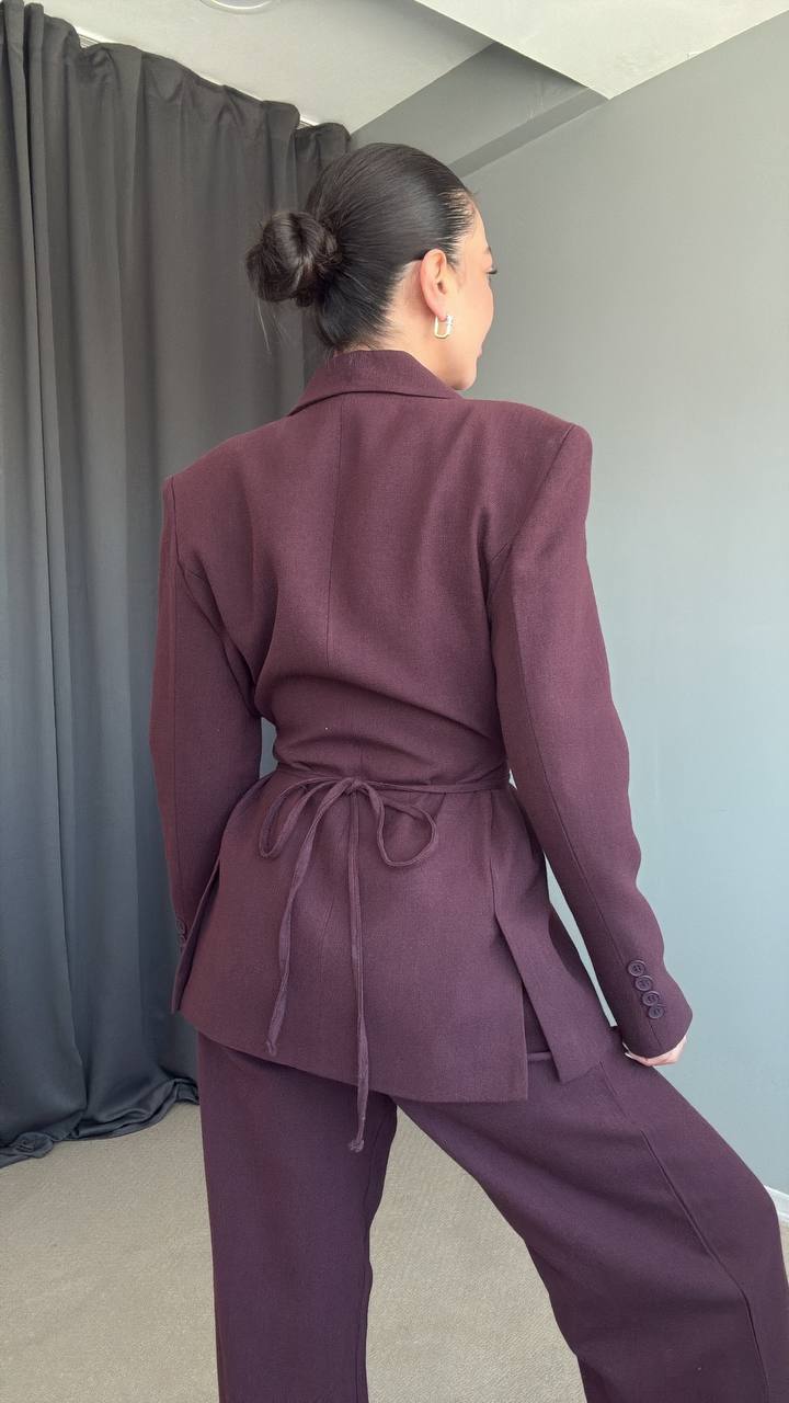 Ensemble tailleur ceinturé - Grenat