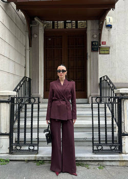 Ensemble tailleur ceinturé - Grenat