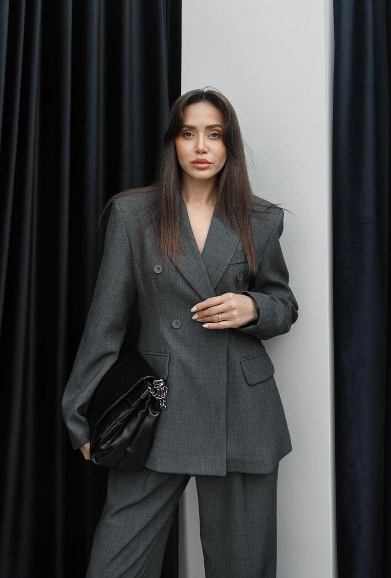 Ensemble Premium Blazer et Pantalon - Gris Anthracite