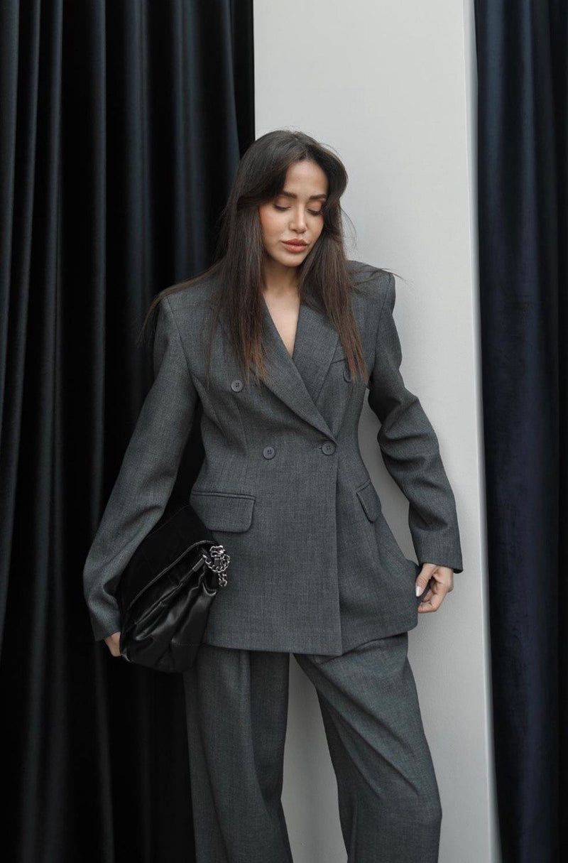 Ensemble Premium Blazer et Pantalon - Gris Anthracite