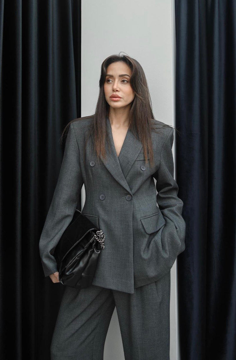 Ensemble Premium Blazer et Pantalon - Gris Anthracite