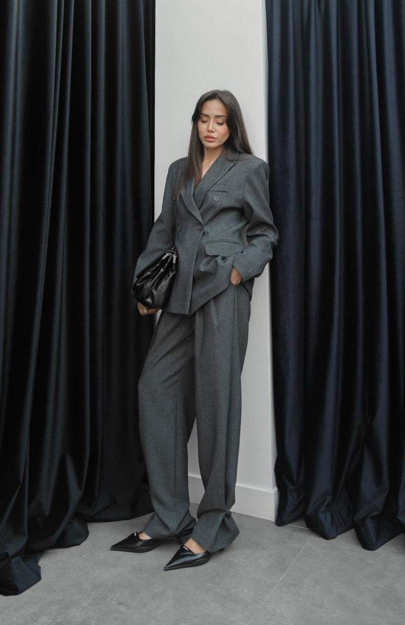 Ensemble Premium Blazer et Pantalon - Gris Anthracite