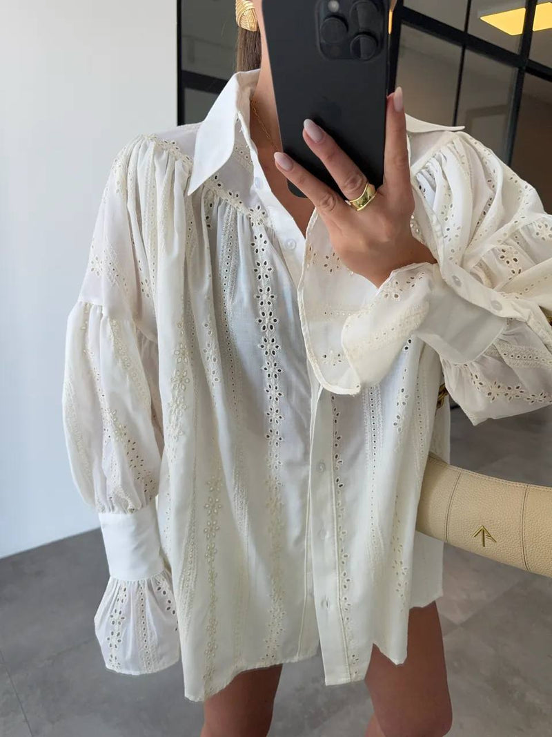 Chemise à volants - Crème