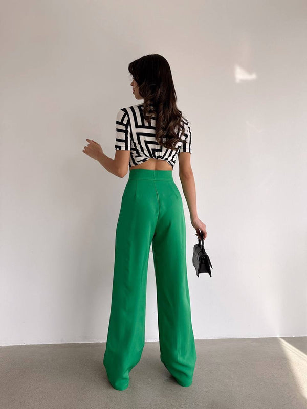 Pantalon Palazzo avec Scratch – Vert