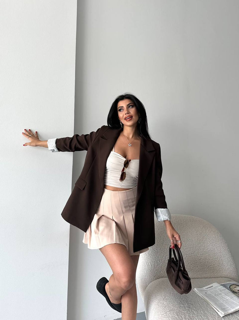 Veste blazer doublée - Marron chocolat