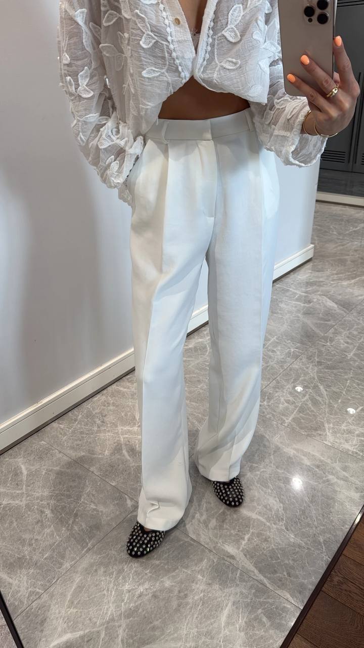 Pantalon Palazzo Fluide Blanc