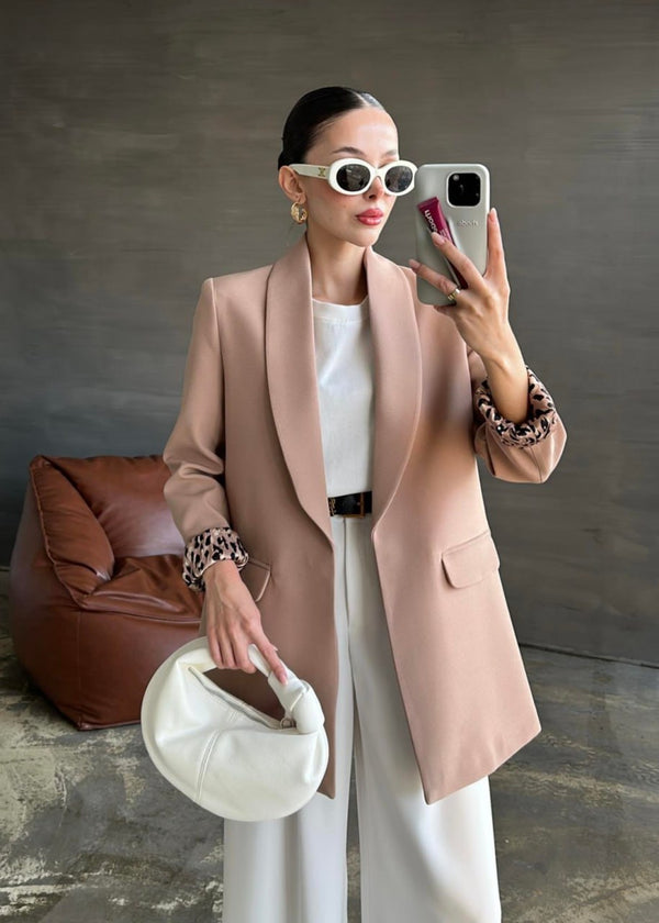 Blazer Nude Doublure Léopard