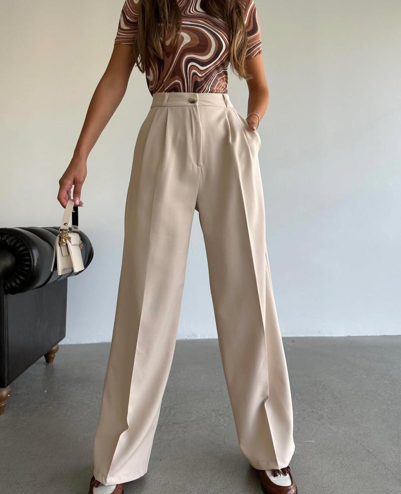 Pantalon Palazzo taille haute - Créme