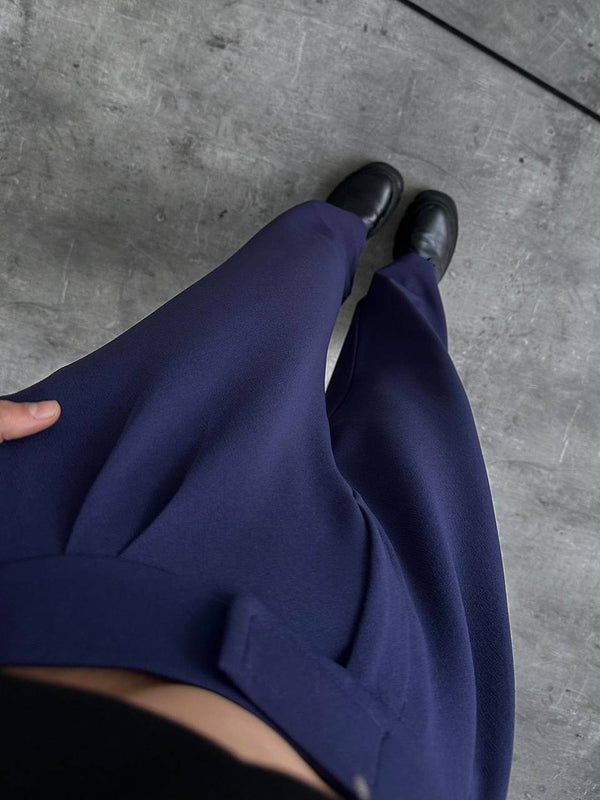 Pantalon Palazzo avec Scratch - Bleu marine