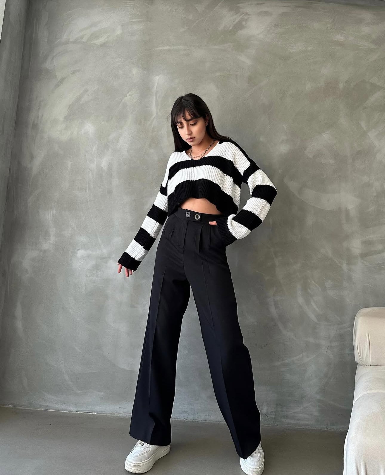 Pantalon Palazzo Taille Haute élégant - Noir