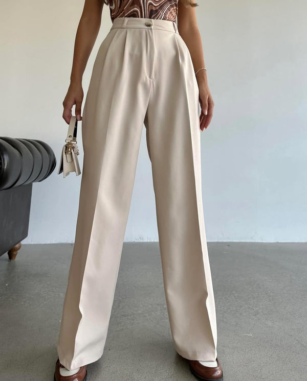 Pantalon Palazzo taille haute - Créme