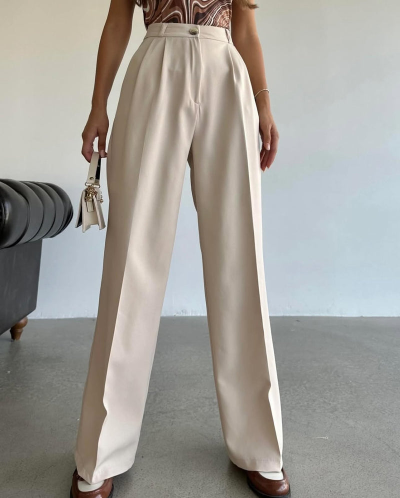 Pantalon Palazzo taille haute - Créme