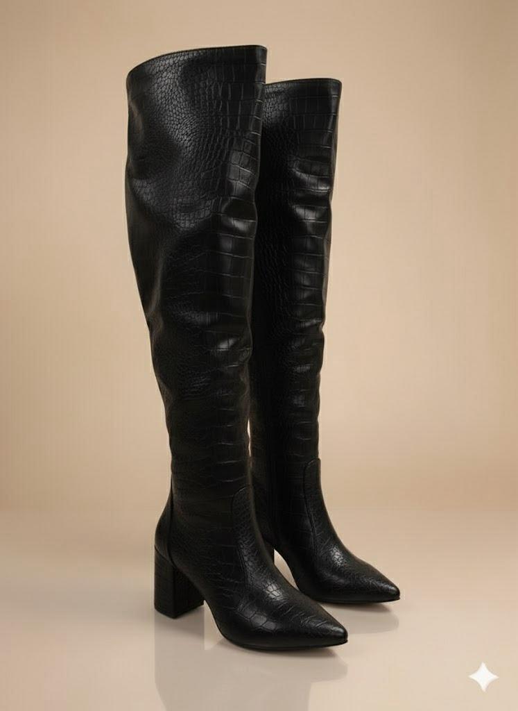 Bottes Cuissardes - Croco (Talon Bloc)