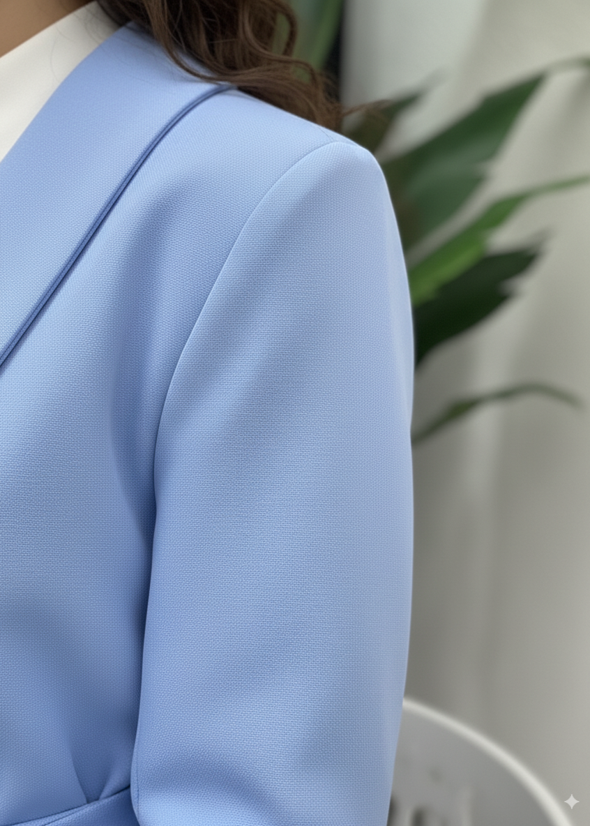 COSTUME AVEC CEINTURE BLEU CIEL , costume pour femmes chic