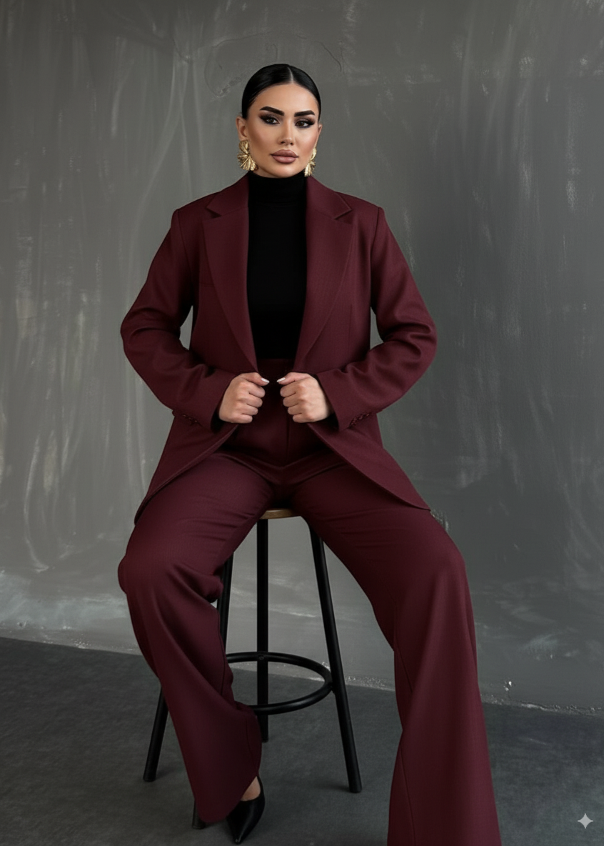 Ensemble tailleur premium rouge grenat 