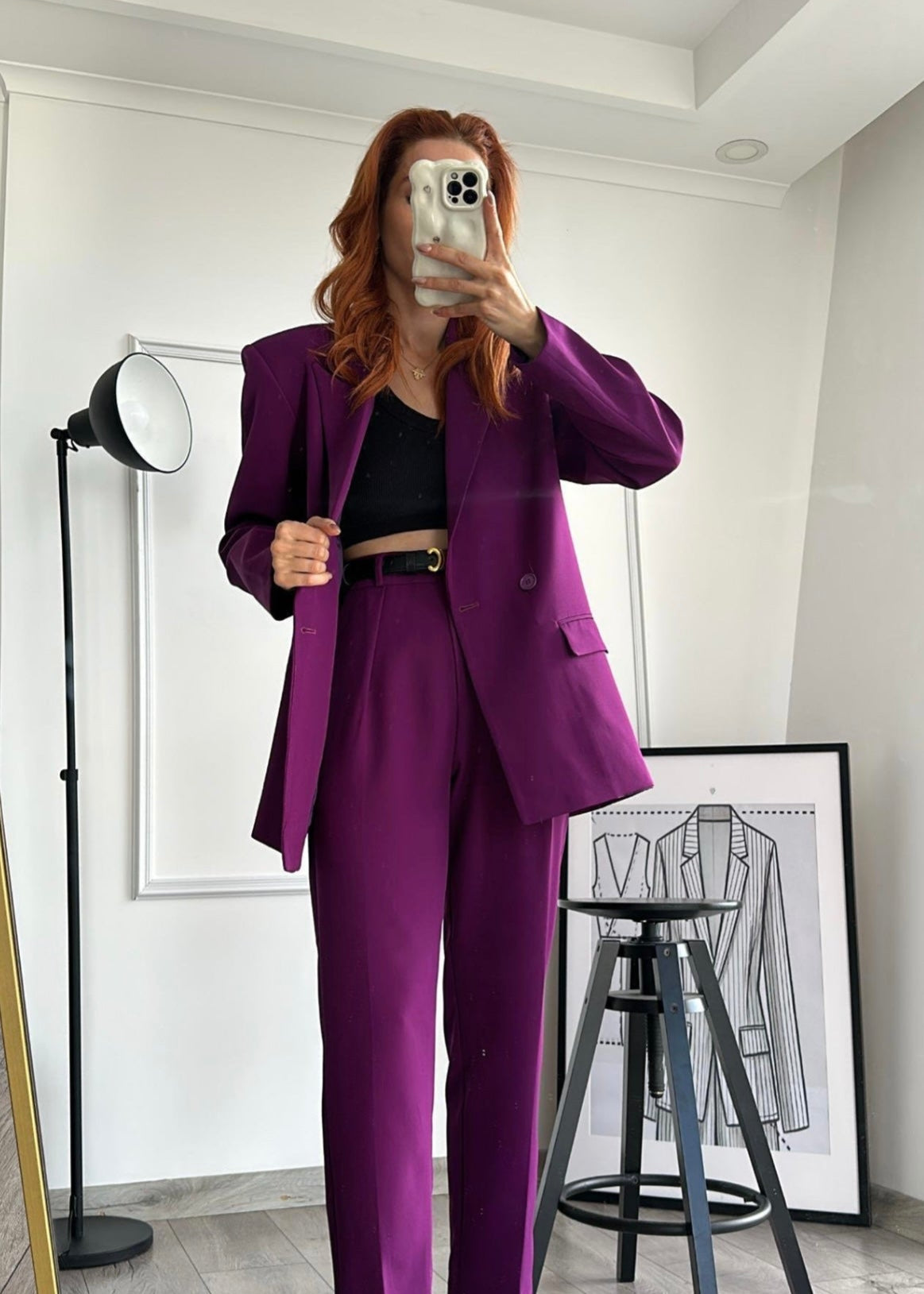 Ensemble tailleur / Veste croisée - Prune