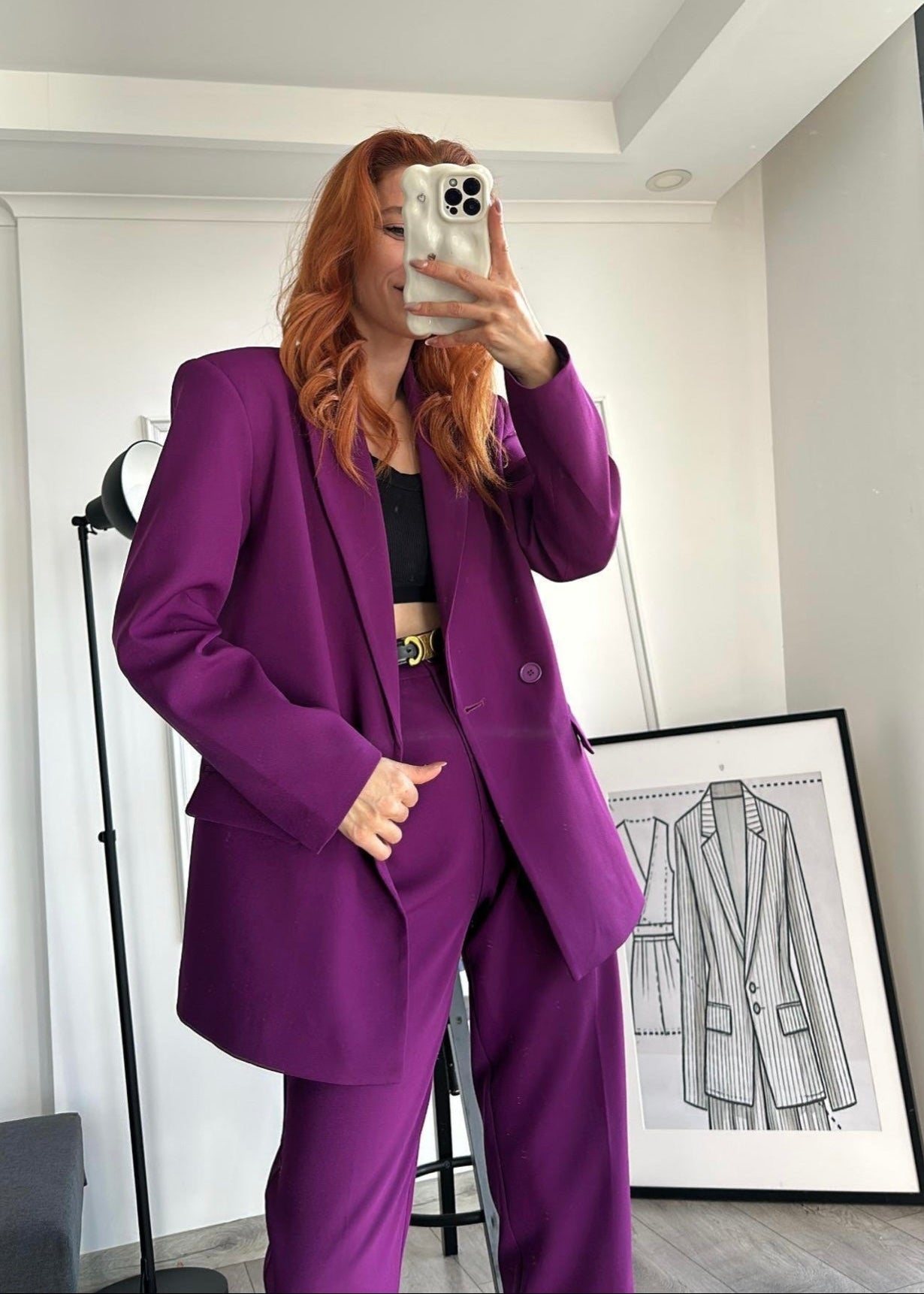 Ensemble tailleur / Veste croisée - Prune