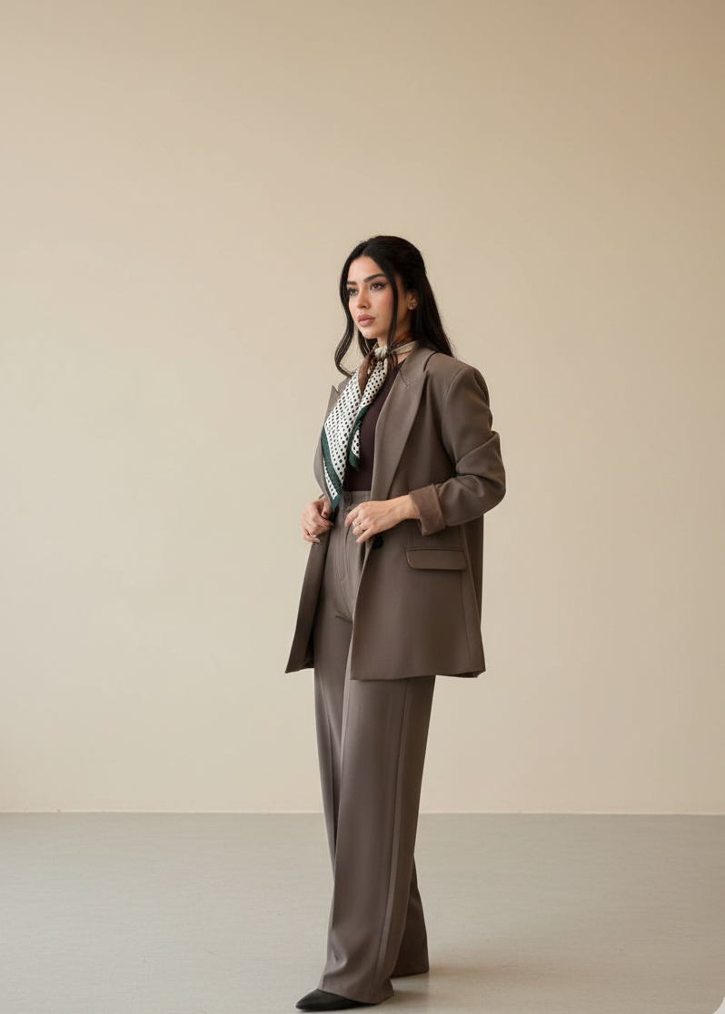 Ensemble tailleur / Veste croisée - Taupe