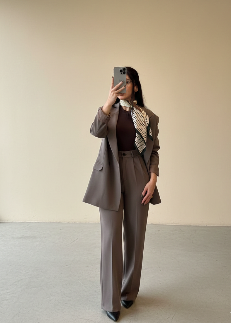 Ensemble tailleur / Veste croisée - Taupe