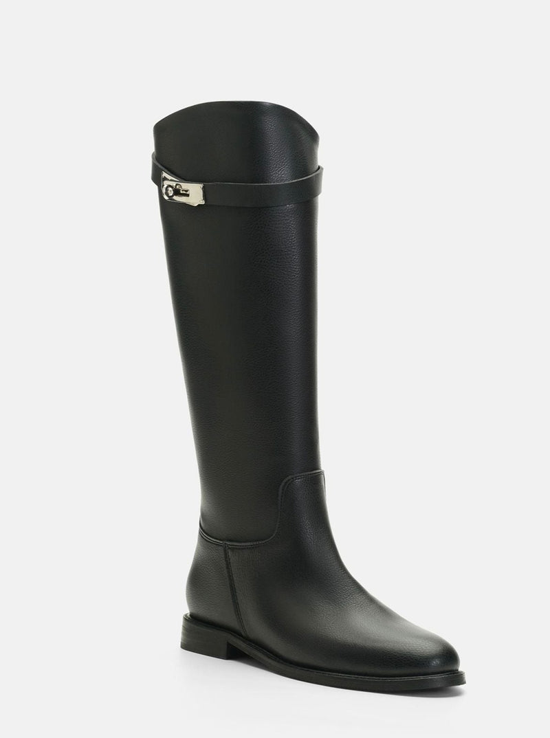 Bottes cavalières en cuir noir