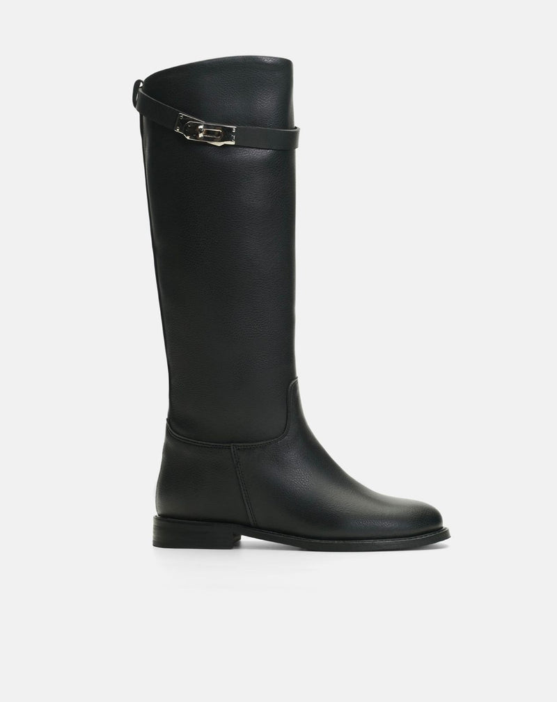 Bottes cavalières en cuir noir