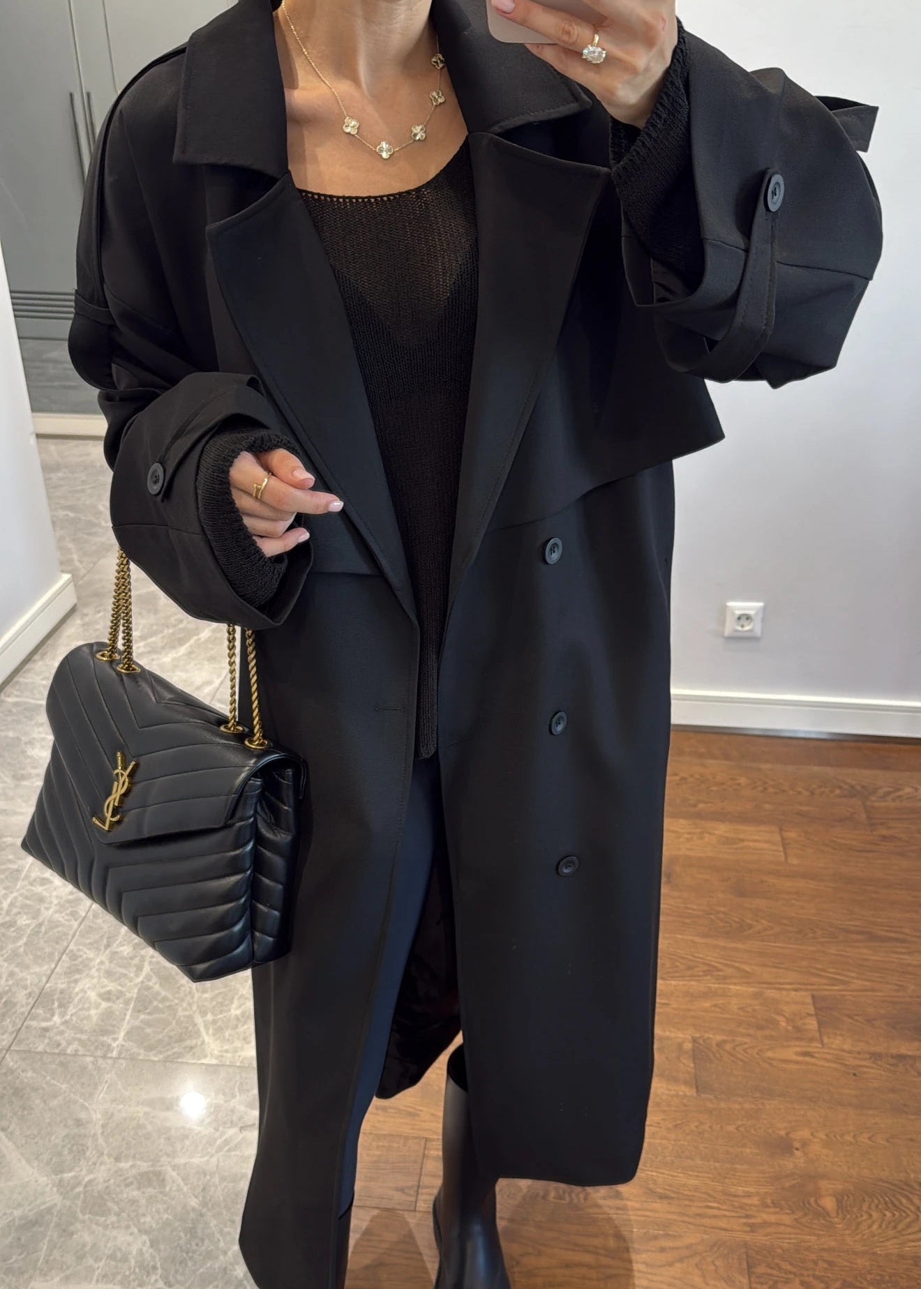 Trench Déstructuré Elégant - Noir