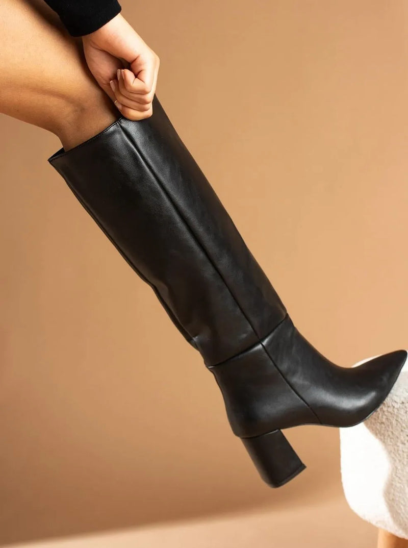 Bottes haute noir au genou avec talons Stockholm Fashion