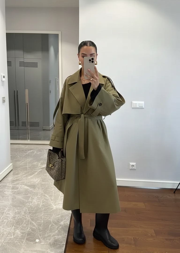 Trench Déstructuré Elégant - Khaki