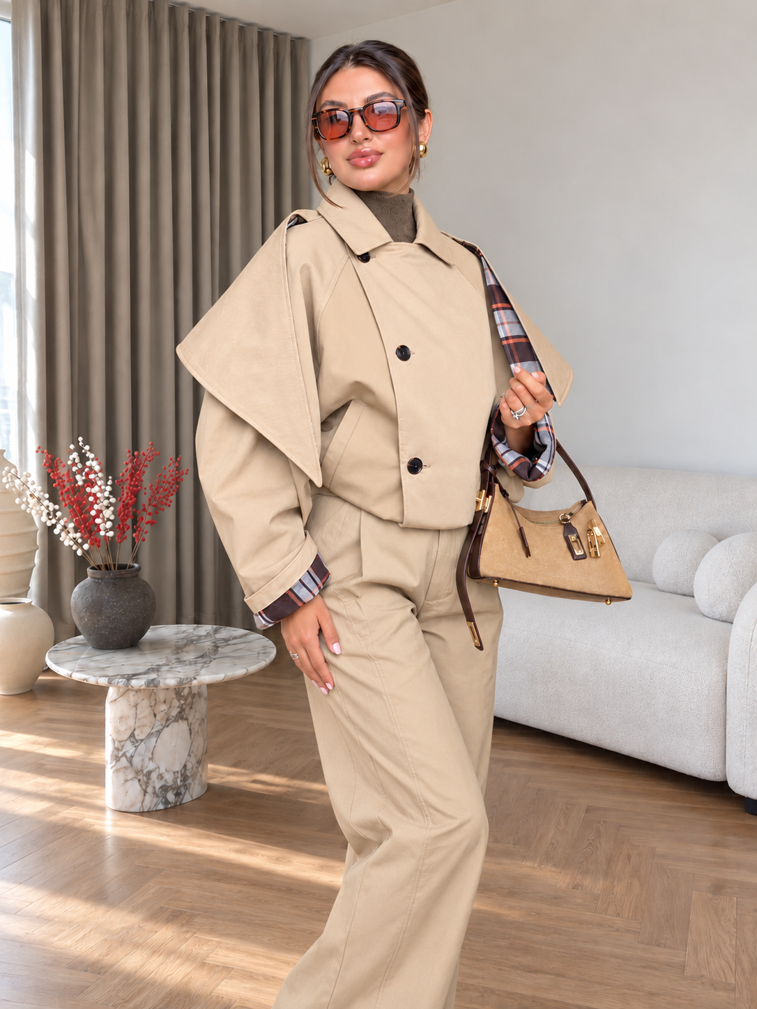 Trench Court à Cape Réversible Blair — Beige