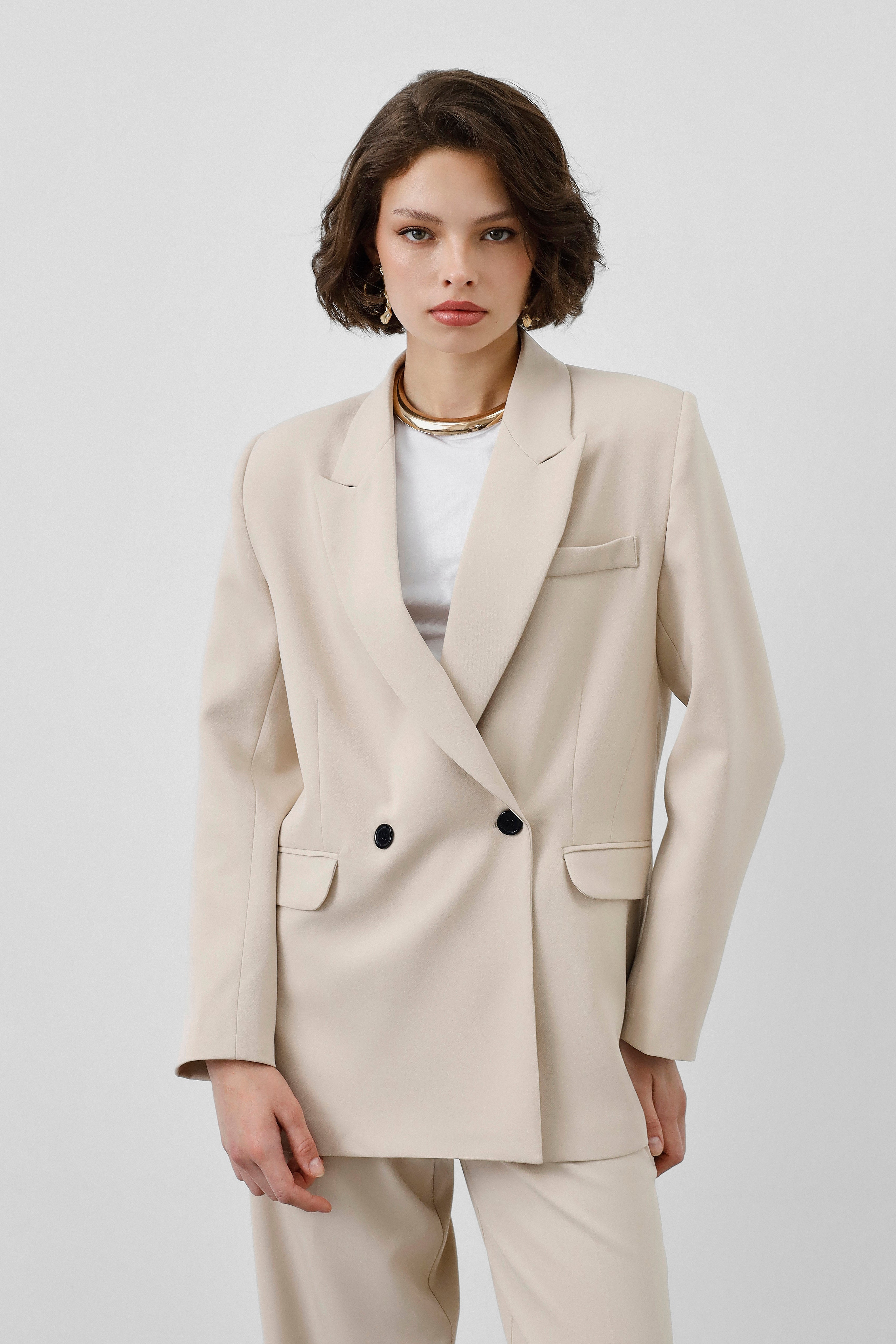 Ensemble tailleur / Veste croisée - Crème