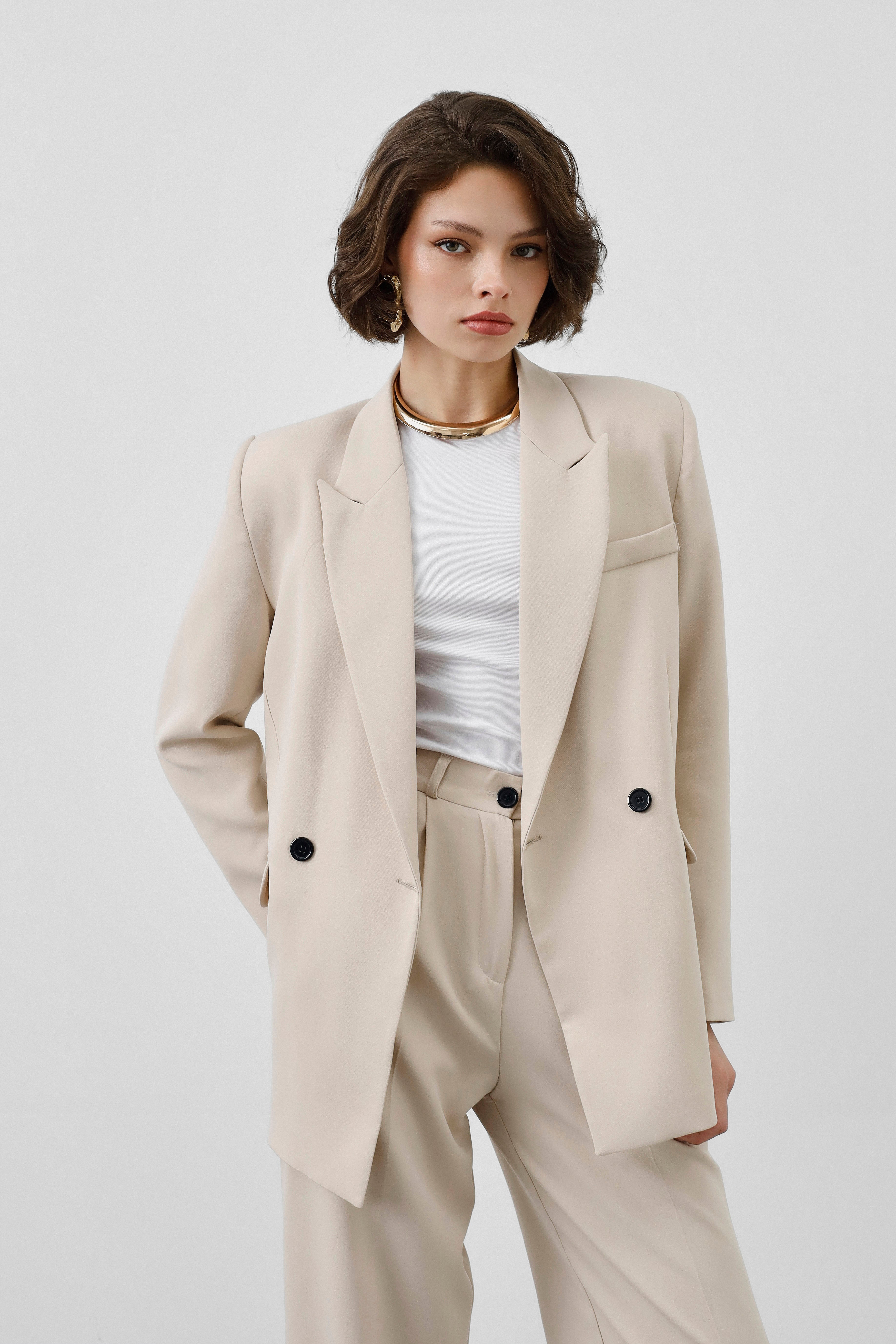 Ensemble tailleur / Veste croisée - Crème