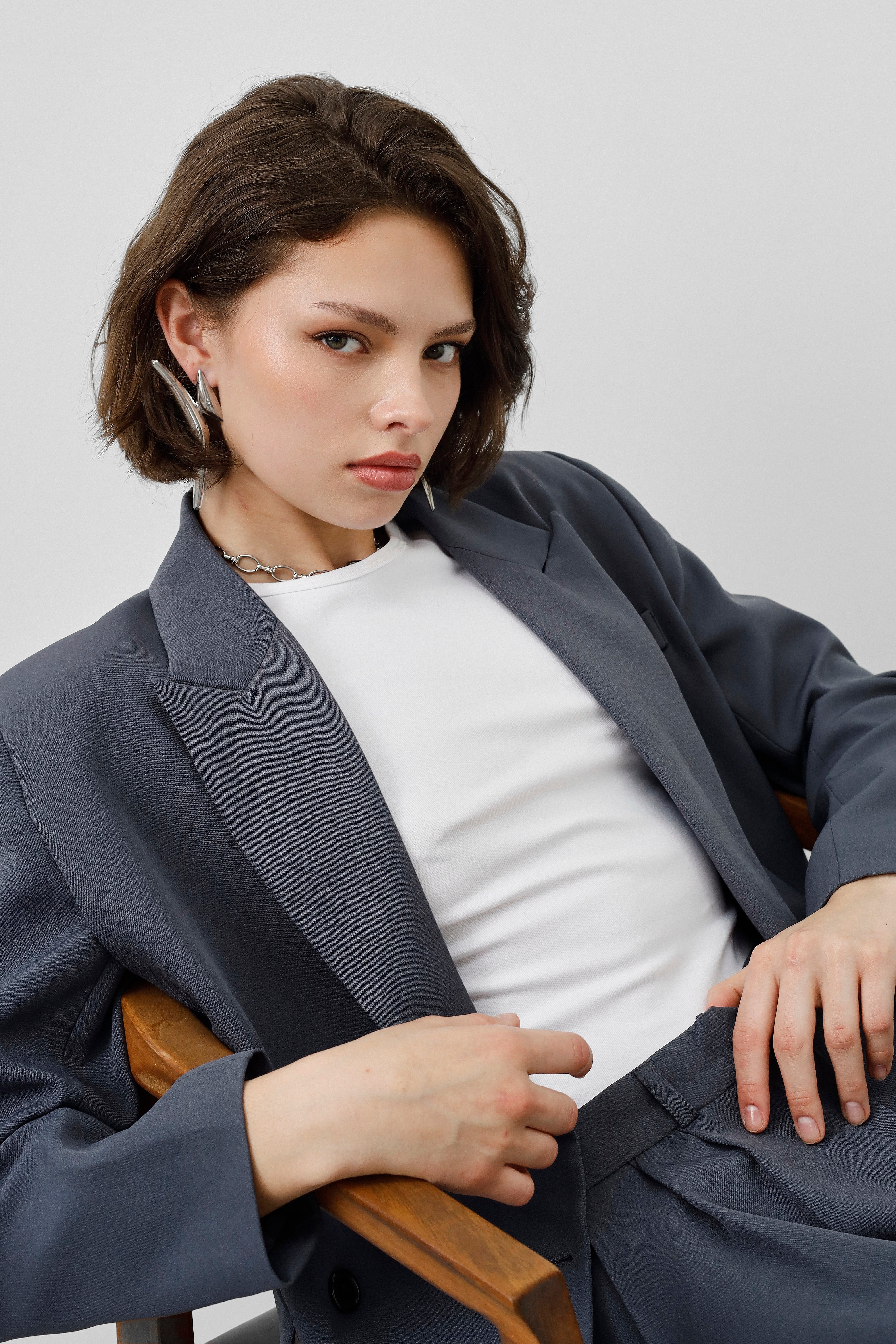 Ensemble tailleur / Veste croisée - Gris foncé