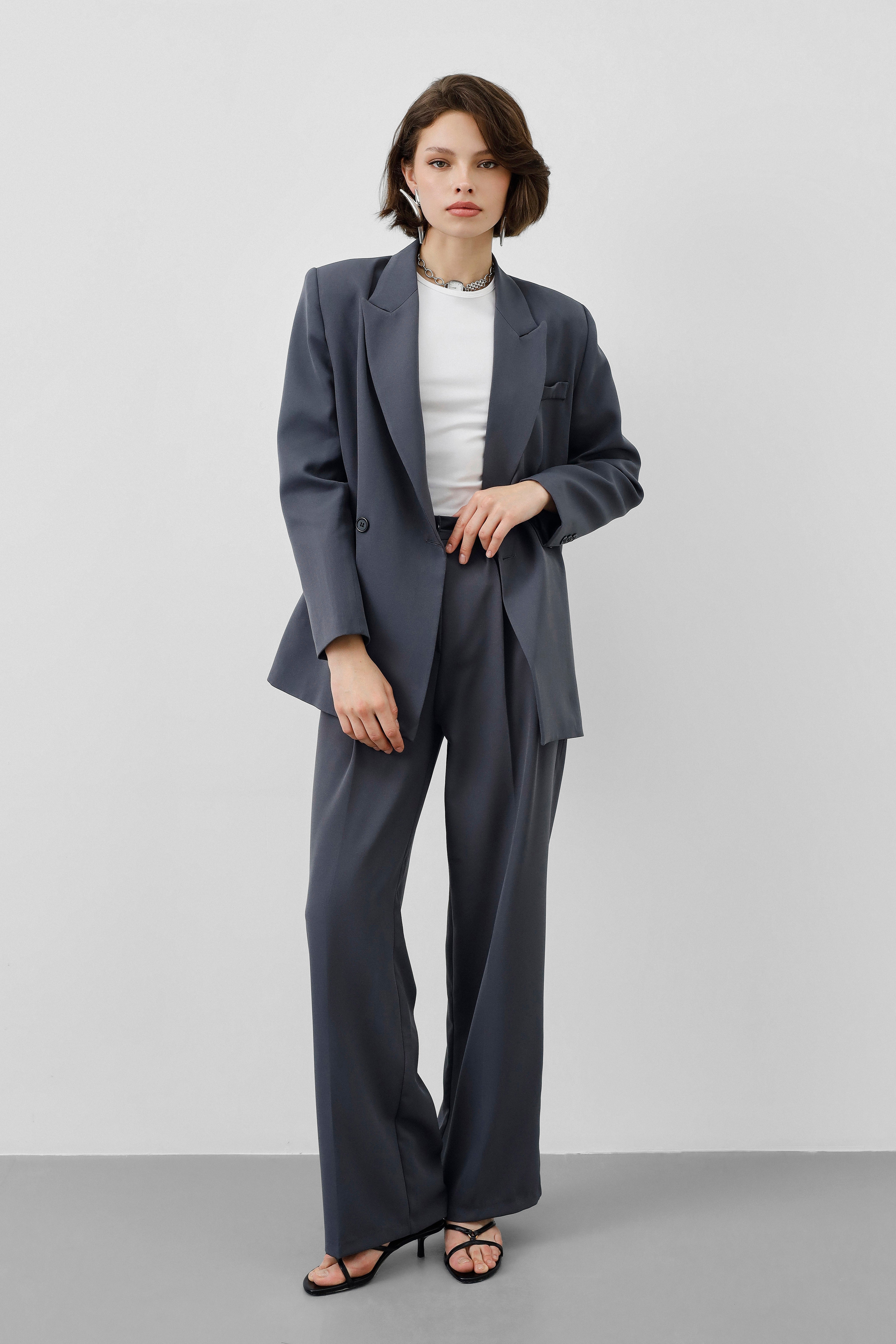 Ensemble tailleur / Veste croisée - Gris foncé