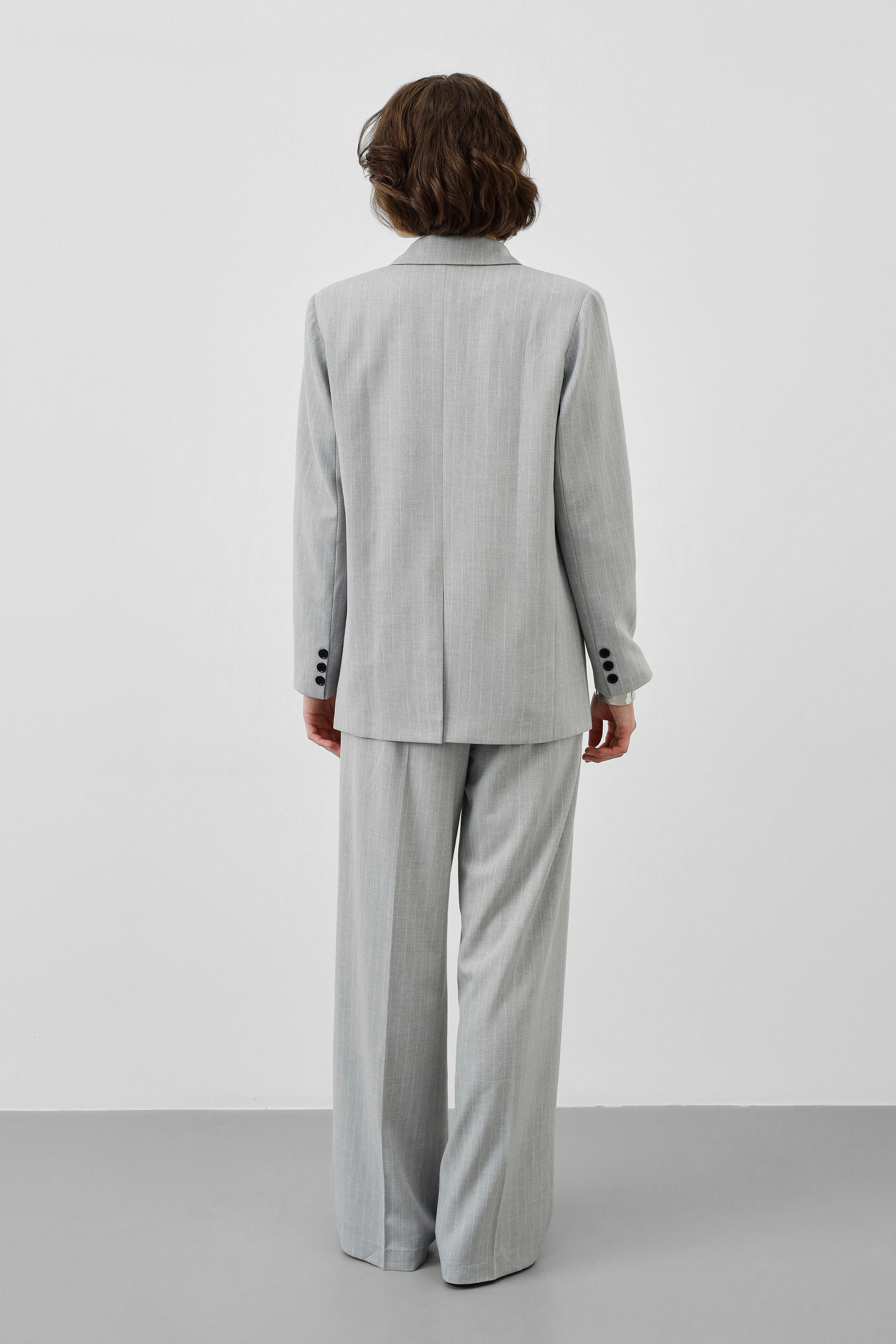 Ensemble tailleur 3 pièces - Gris clair rayé