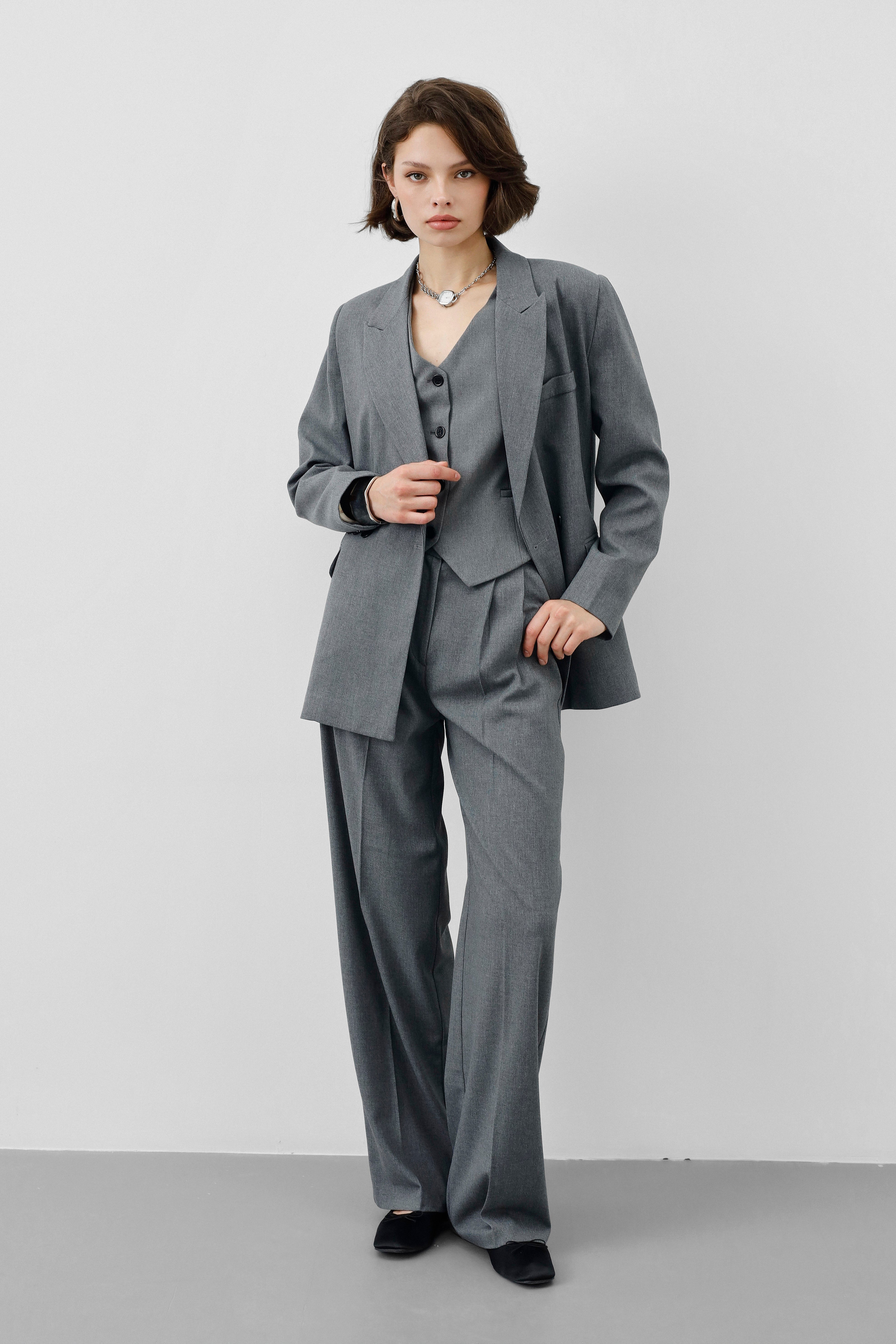 Ensemble tailleur 3 pièces - Gris chiné