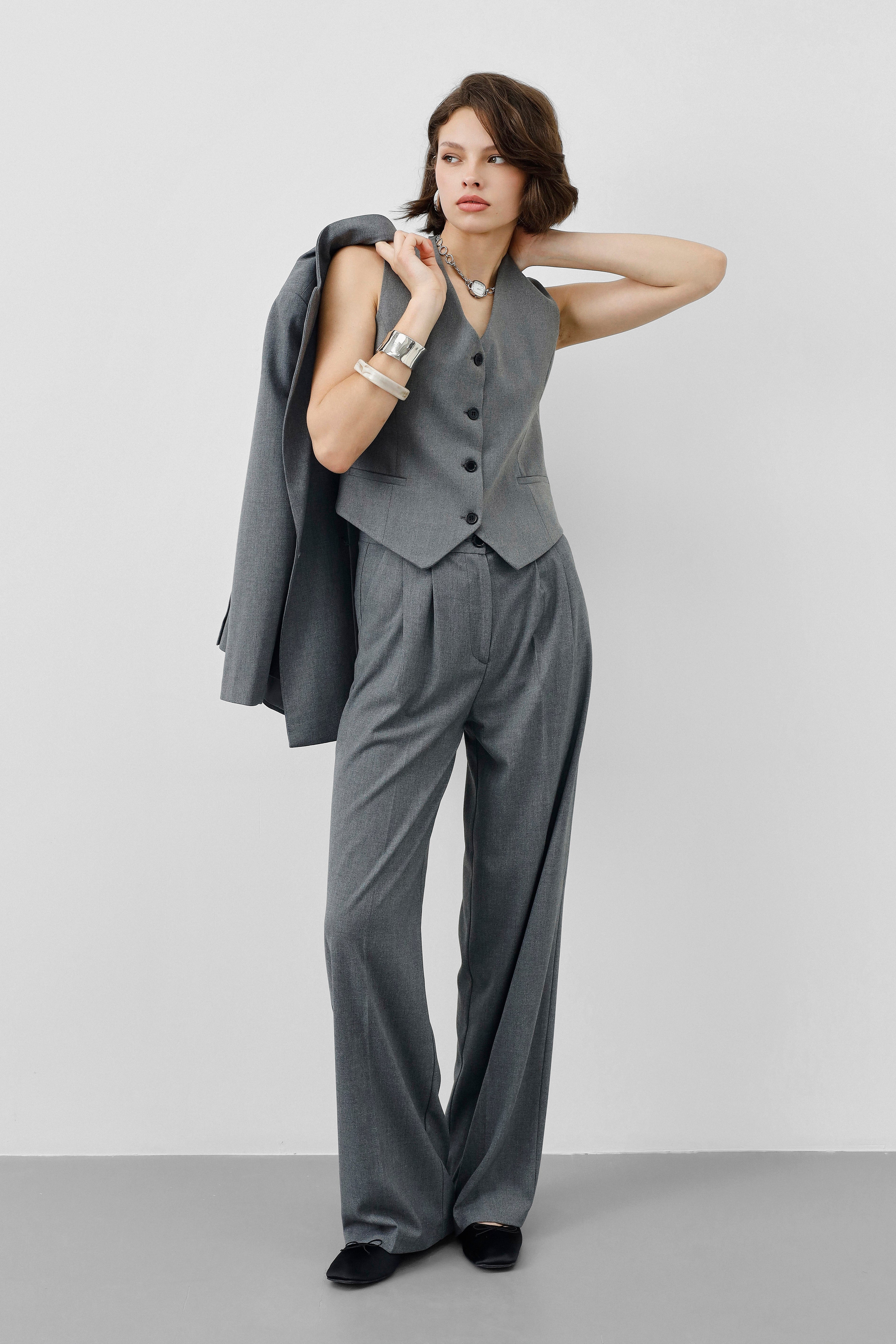 Ensemble tailleur 3 pièces - Gris chiné
