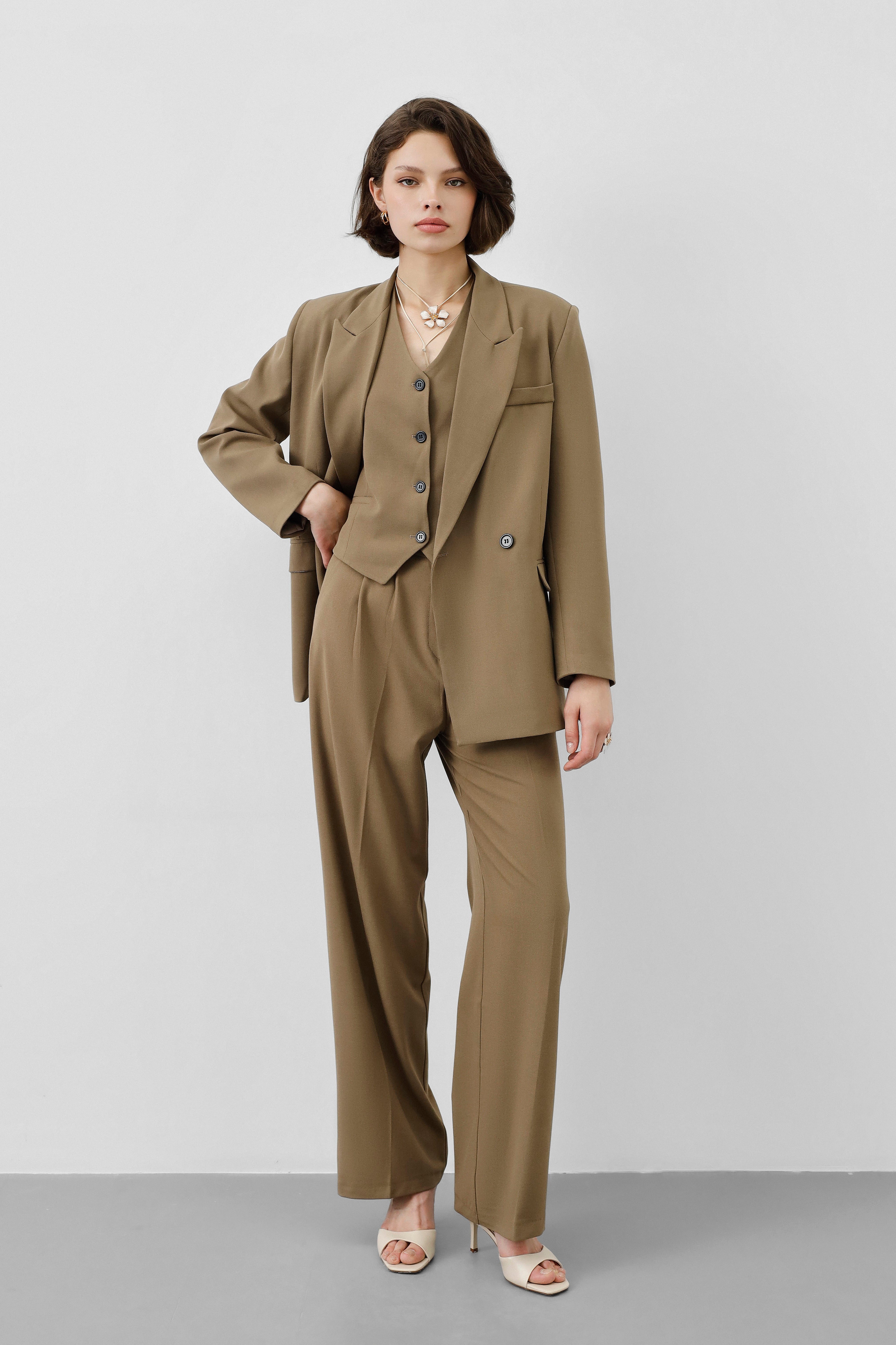 Ensemble tailleur 3 pièces - Taupe foncé