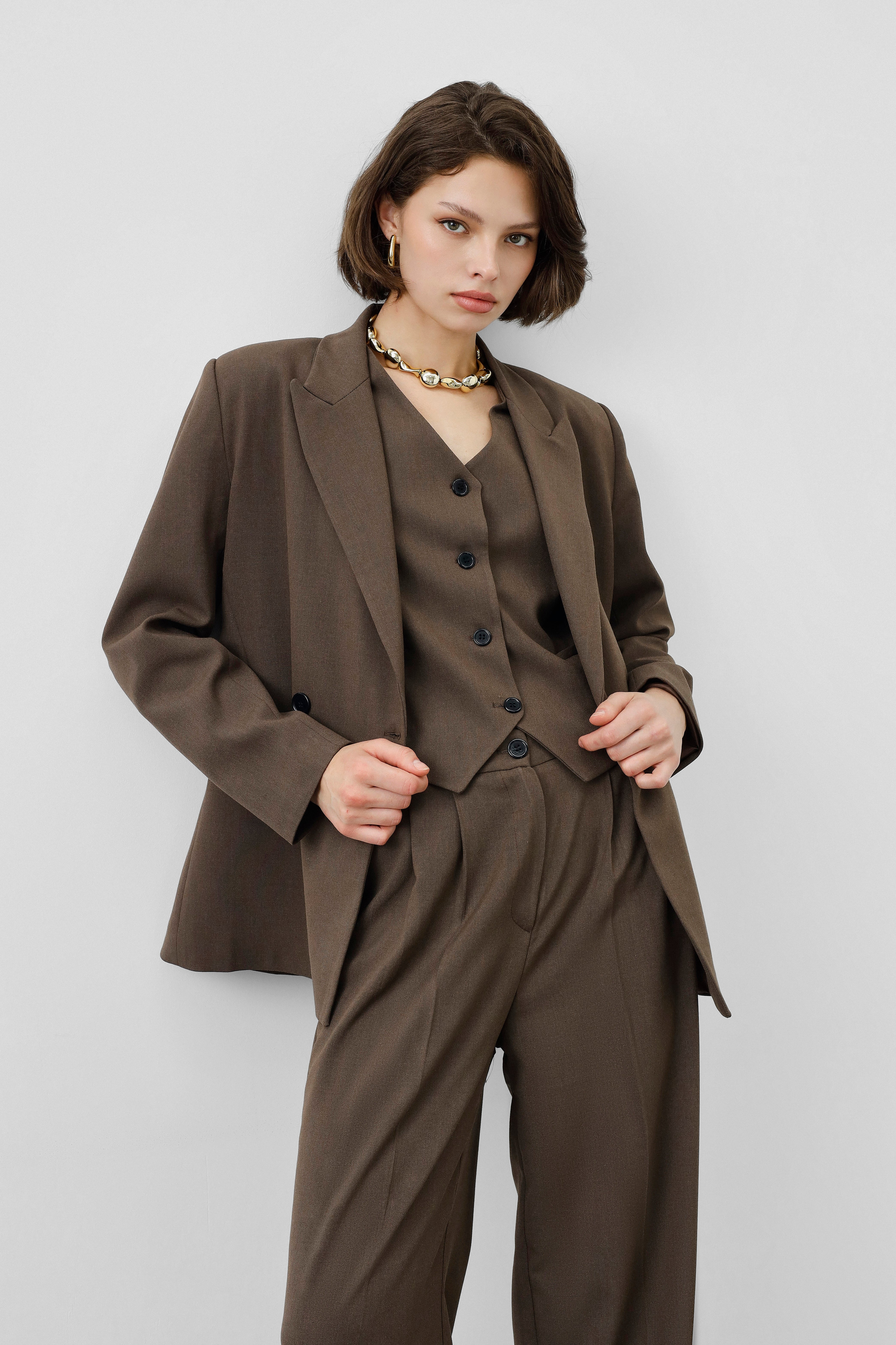 Ensemble tailleur 3 pièces - Mocha foncé