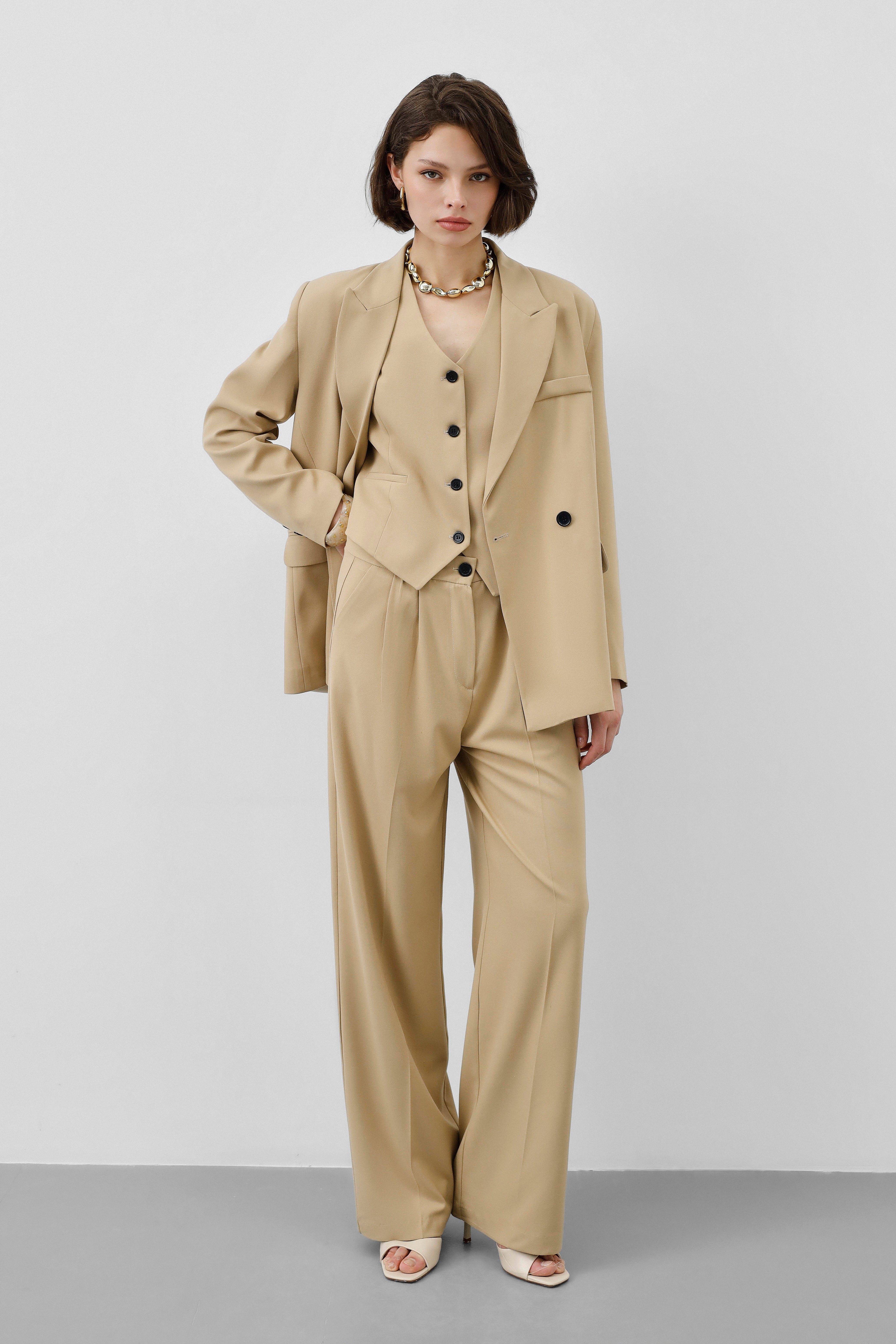 Ensemble tailleur 3 pièces - sable élégant
