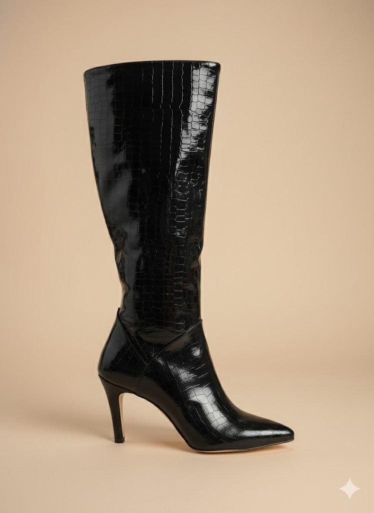 Bottes Hautes Noires Croco
