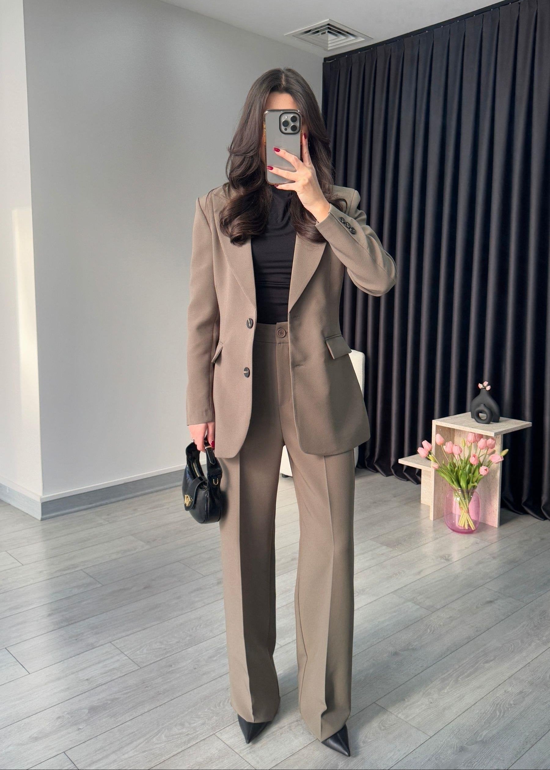 Ensemble tailleur épure - Beige Taupe