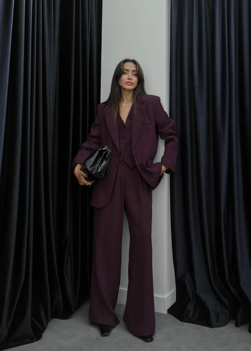 Costume trois pièces - Mauve foncé