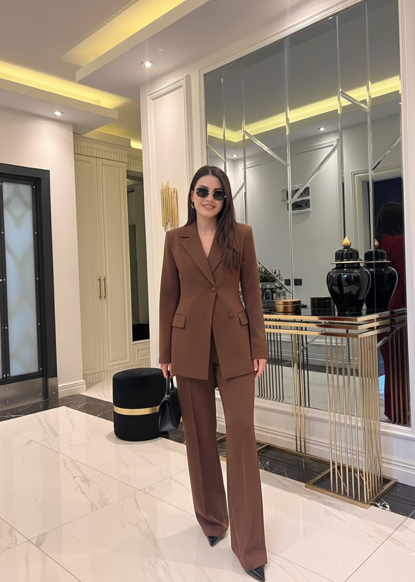 Ensemble Blazer & Palazzo - Marron