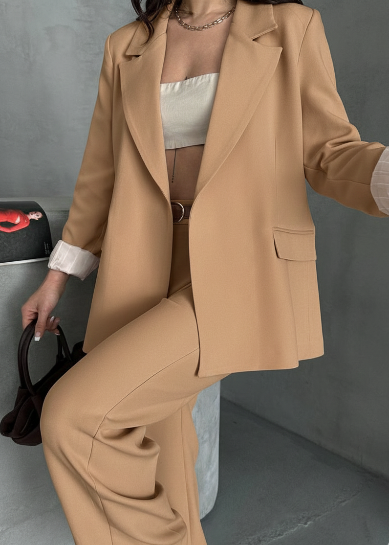 Ensemble tailleur Terracotta à doublure rayée