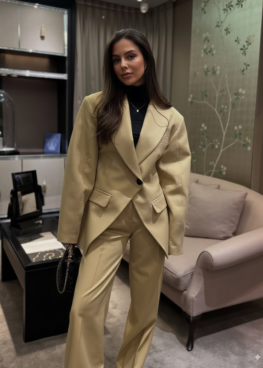 ensemble tailleur elegance moutarde 