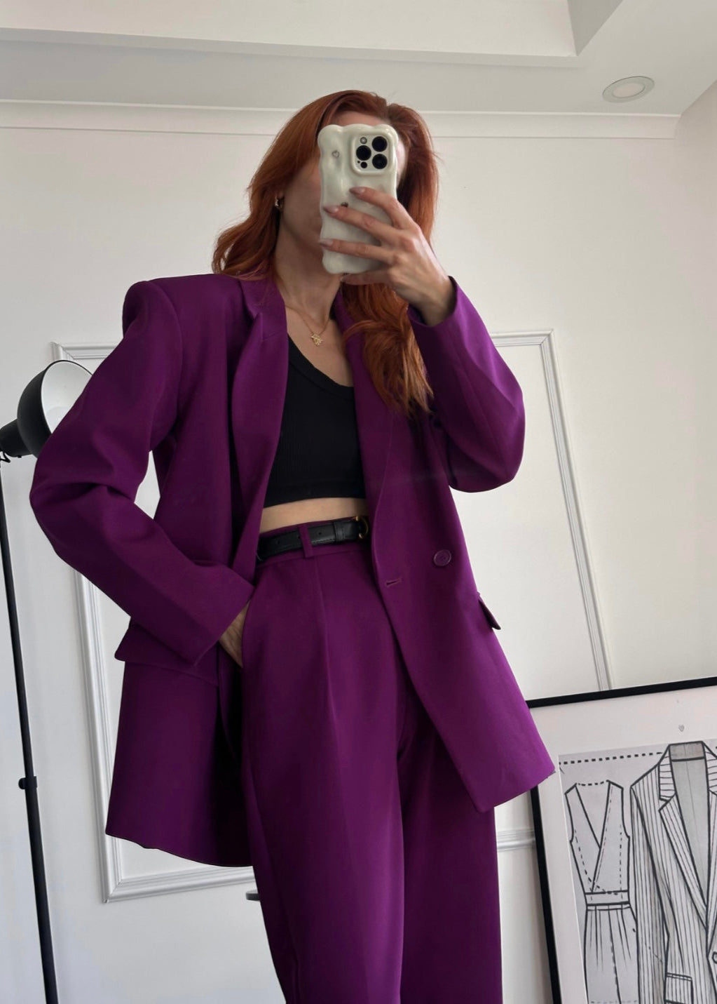 Ensemble tailleur / Veste croisée - Prune