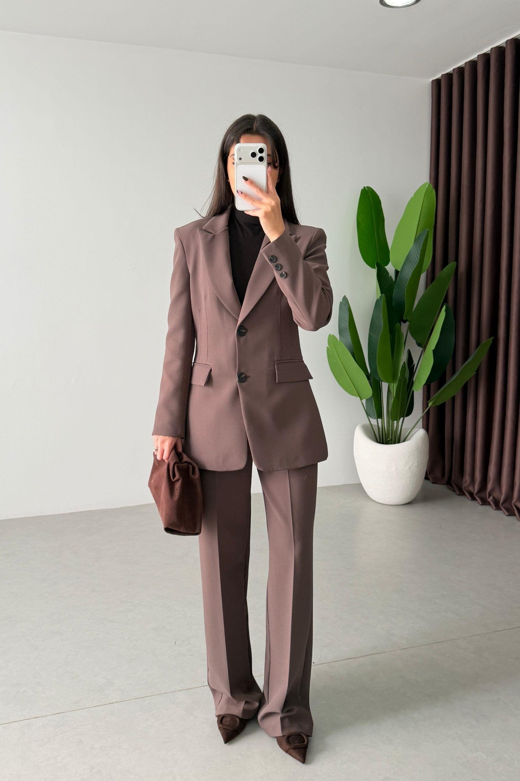 Ensemble tailleur épure - Marron Taupe