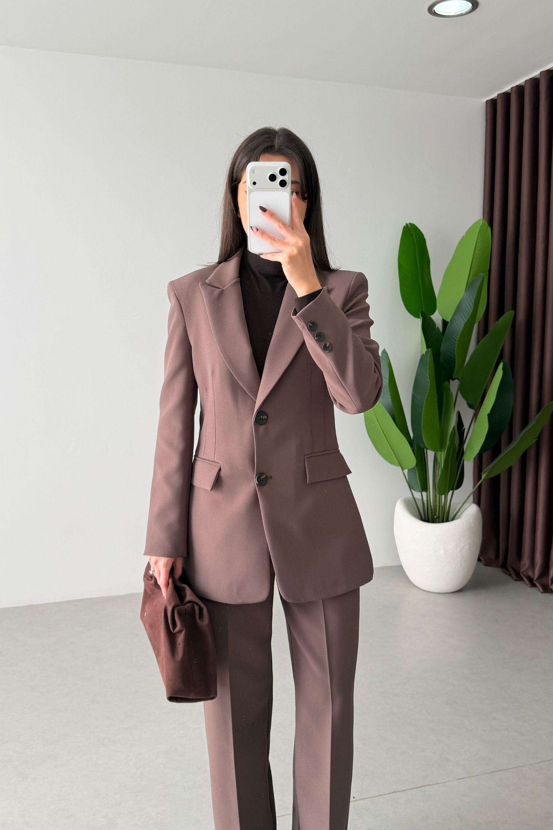 Ensemble tailleur épure - Marron Taupe